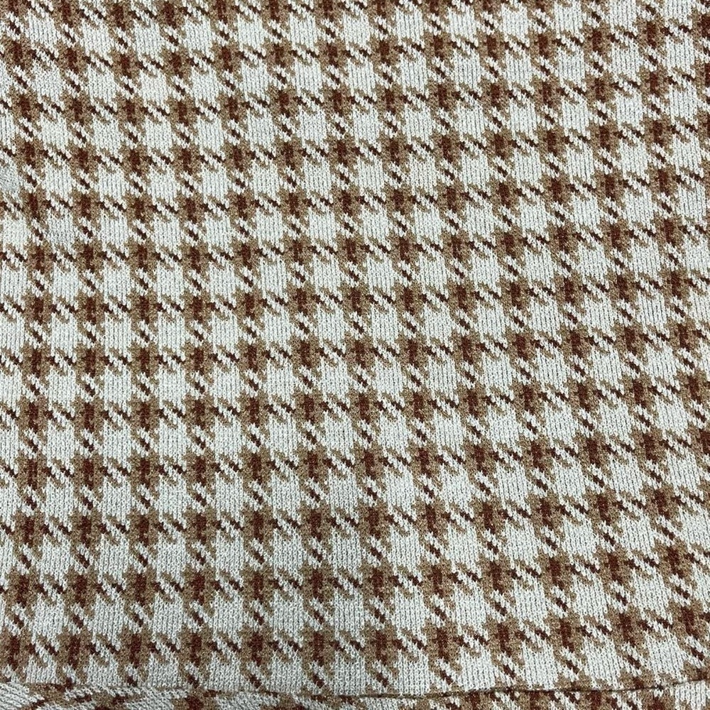 Sadie & Sage Mini Skirt Women's Size Large Brown Back Zip Ruffle Houndstooth - Picture 2 of 7